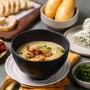 Caldo de Baroa com Gorgonzola e Bacon
